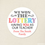 Lottery Teacher Appreciation Stickers