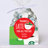 "Thanks a Latte" Christmas Appreciation Stickers