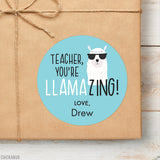 Blue "You're Llamazing" Teacher Appreciation Stickers