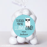 Blue "You're Llamazing" Teacher Appreciation Stickers
