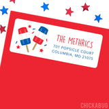 Red, White & Blue Popsicle Address Labels
