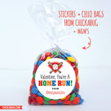 Baseball "Home Run" Valentine's Day Stickers