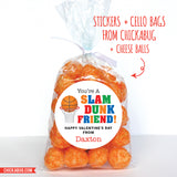 Basketball "Slam Dunk Friend" Valentine's Day Stickers