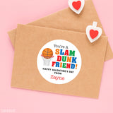 Basketball "Slam Dunk Friend" Valentine's Day Stickers