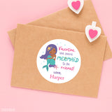 African-American Mermaid Valentine Stickers