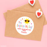 Sun "You Brighten My Day" Valentine's Day Stickers