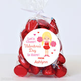 Cheerleader with Blonde Hair Valentine's Day Stickers