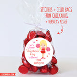 Cheerleader with Blonde Hair Valentine's Day Stickers