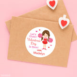 Cheerleader with Brown Hair Valentine's Day Stickers