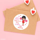African-American Cheerleader Valentine's Day Stickers