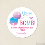 Bath Bomb "You're The Bomb" Valentine's Day Stickers