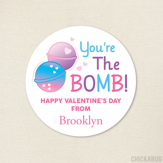 Bath Bomb "You're The Bomb" Valentine's Day Stickers