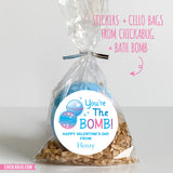 Blue Bath Bomb Valentine's Day Stickers