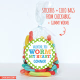 "You Worm My Heart" Valentine's Day Stickers