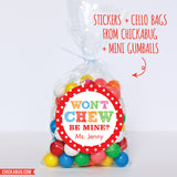 "Won't Chew Be Mine" Valentine's Day Stickers