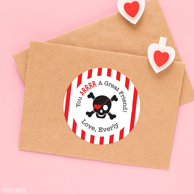 Pirate Valentine's Day Stickers