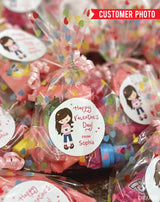 Cute Girl Valentine's Day Stickers - Brunette