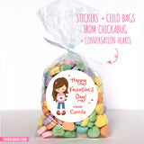 Cute Girl Valentine's Day Stickers - Brunette