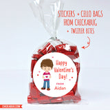 Cute Boy with Brown Hair Valentine's Day Stickers