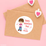 Cute Boy with Brown Hair Valentine's Day Stickers