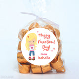 Cute Girl Valentine's Day Stickers - Blonde