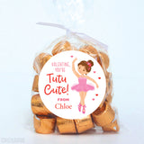 Ballerina Valentine's Day Stickers - Brown Hair