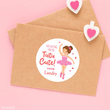 Ballerina Valentine's Day Stickers - Brown Hair