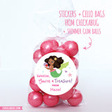 African-American Mermaid Valentine's Day Stickers