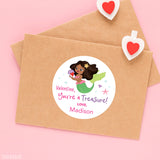 African-American Mermaid Valentine's Day Stickers