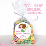 Mermaid with Brown Hair Valentine's Day Stickers