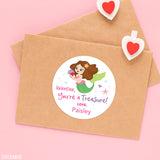 Mermaid with Brown Hair Valentine's Day Stickers