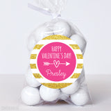 Heart & Arrow Valentine's Day Stickers - Gold and Pink