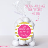 Heart & Arrow Valentine's Day Stickers - Gold and Pink