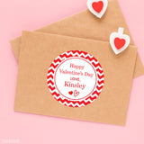 Red Chevron Valentine's Day Stickers