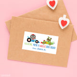 "You're a Wheelie Good Friend" Animal Racers Valentine's Day Gift Labels - Blue