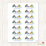 "You're a Wheelie Good Friend" Animal Racers Valentine's Day Gift Labels - Blue