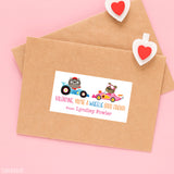 "You're a Wheelie Good Friend" Animal Racers Valentine's Day Gift Labels - Pink