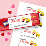 "I Dig You" Construction Valentine's Day Gift Labels