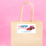 Race Car Driver Valentine's Day Gift Labels