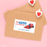 Race Car Driver Valentine's Day Gift Labels