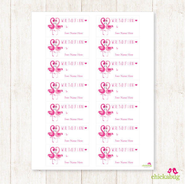 Flamingos Valentine's Day Gift Labels