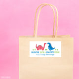 Pink and Blue Dinosaurs Valentine's Day Gift Labels
