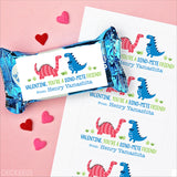 Pink and Blue Dinosaurs Valentine's Day Gift Labels