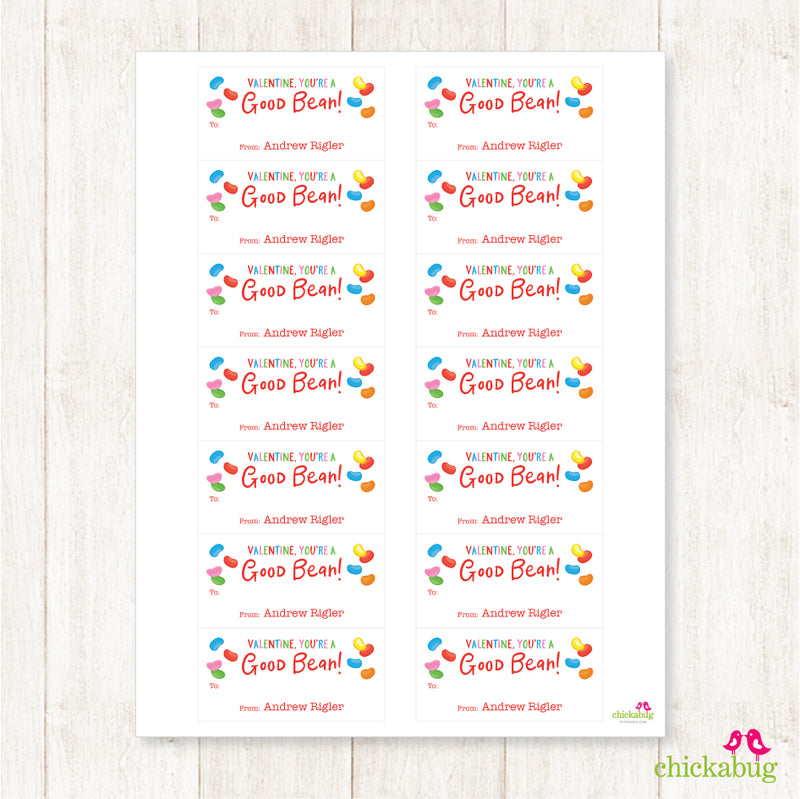 Jelly Beans Valentine's Day Gift Labels