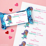 African-American Mermaid Valentine's Day Gift Labels