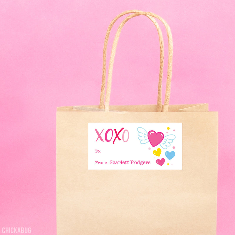 XOXO Hearts Valentine's Day Gift Labels