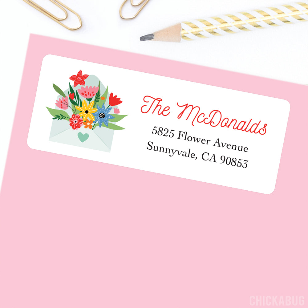 Personalized Envelope and Flowers Return Address Labels – Chickabug