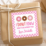 Pink Donuts Valentine's Day Gift Labels