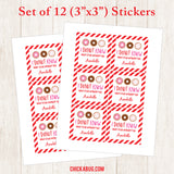 Red Donuts Valentine's Day Gift Labels