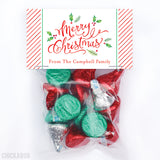 Calligraphy and Holly Christmas Paper Tags and Bags